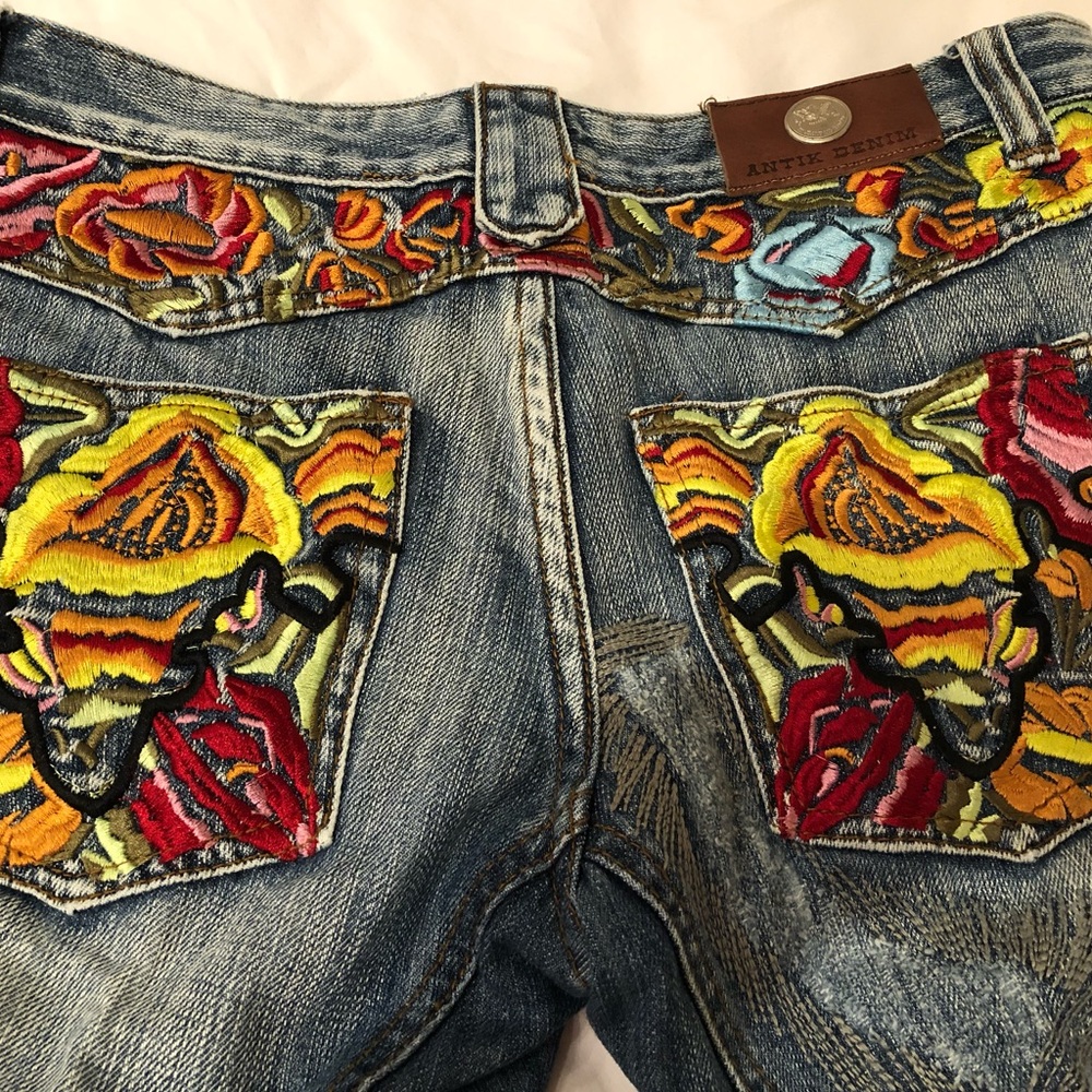 Antik Denim Boot Cut Jeans with Colorful Floral Design - Picture 4 of 9